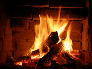 Picture of a wood fire in a fireplace